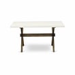 East West Furniture Dining Table and 4 Light Beige Chairs in Distressed Jacobean