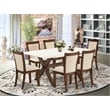 East West Furniture X-Style 7PC Dining Set in Light Beige/Distressed Jacobean