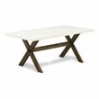 X727MZN32-5 Dining Table and 4 Light Beige Chairs - Distressed Jacobean Finish