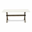 X727MZN32-5 Dining Table and 4 Light Beige Chairs - Distressed Jacobean Finish