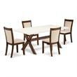 X727MZN32-5 Dining Table and 4 Light Beige Chairs - Distressed Jacobean Finish