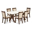 X727MZN32-7 Dining Table and 6 Light Beige Chairs - Distressed Jacobean Finish