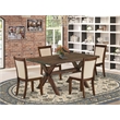 East West Furniture Wooden Table and 4 Light Beige Chairs in Distressed Jacobean