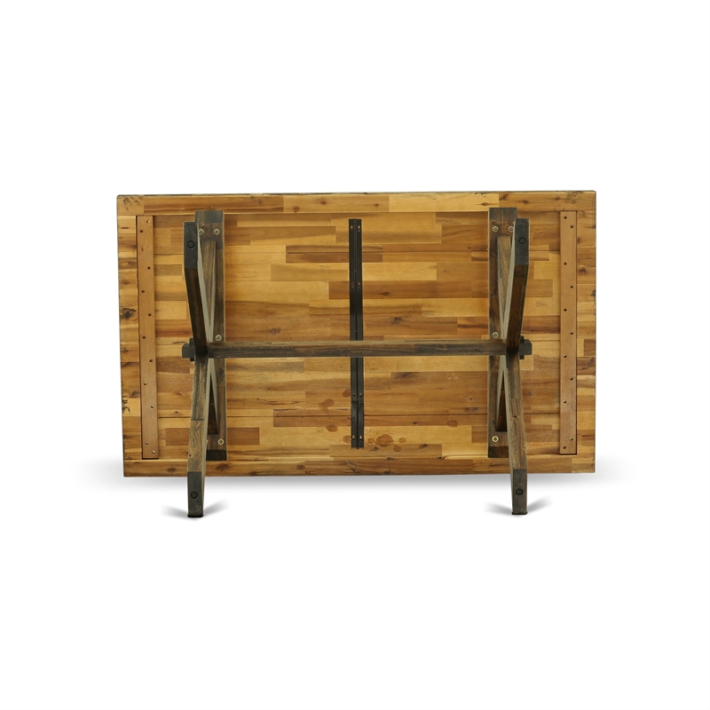 X776MZN32-5 Wooden Table and 4 Light Beige Chairs - Distressed Jacobean Finish