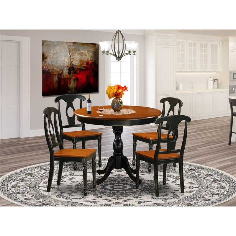 East West Furniture Dining Table and 4 Chair with Napoleon Back in Black