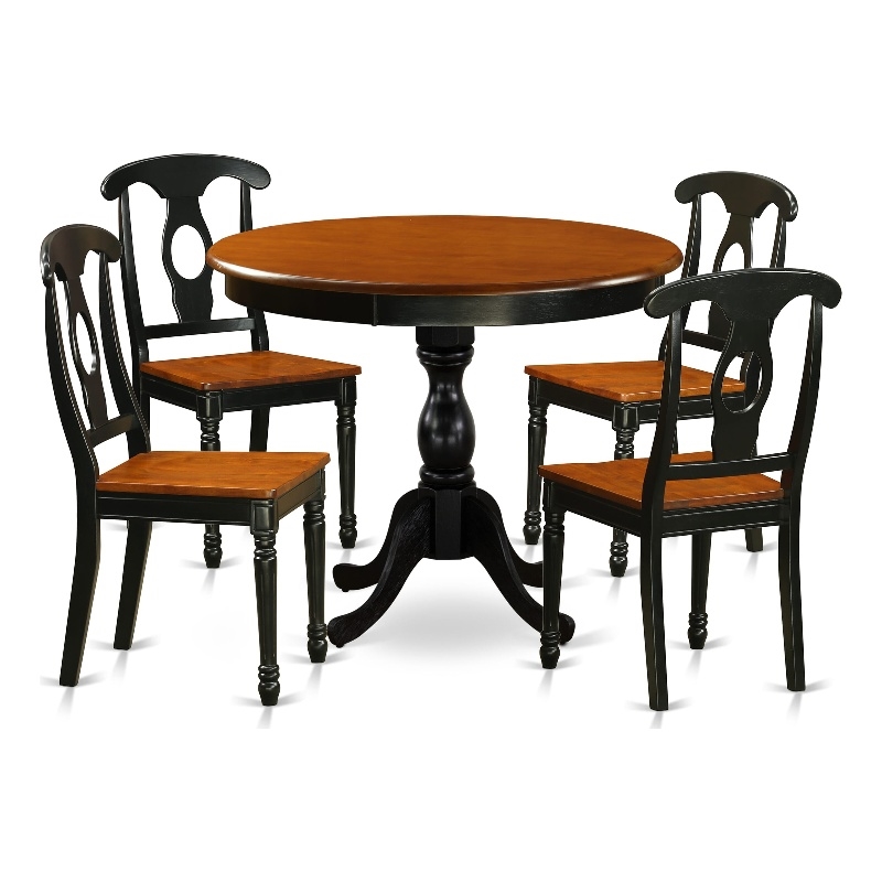 East West Furniture Dining Table and 4 Chair with Napoleon Back in Black