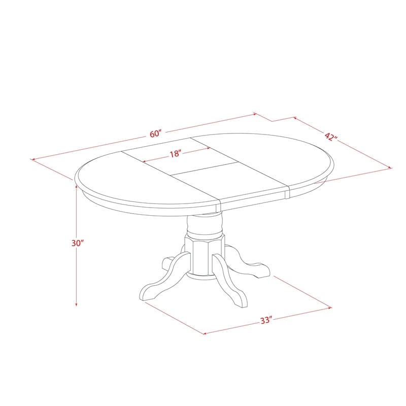 East West Furniture Dining Table and 6 Wood Chairs in Oak Finish