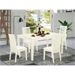 East West Furniture Dinette Table and 4 Linen Fabric Dining Chair - Linen White