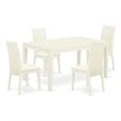 East West Furniture Dinette Table and 4 Linen Fabric Dining Chair - Linen White