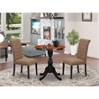 ESBR3-BCH-17 - Kitchen Dining Table and 2 Stylish Padded Chairs - Black Finish