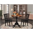 ESGR3-BCH-W- Dining Table and 2 Wooden Chairs with Slatted Back - Black Finish