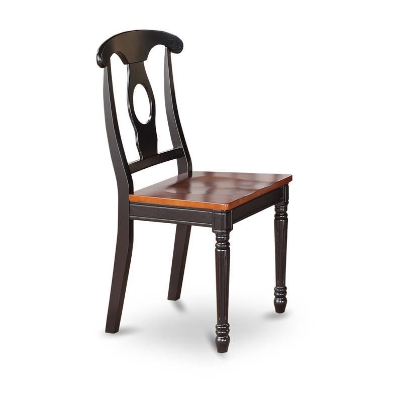 ESKE3-BCH-W- Wood Table and 2 Dining Chairs with Napoleon Back - Black Finish