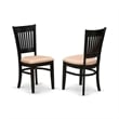 ESNF3-BCH-W- Dinner Table and 2 Wood Chairs with Slatted Back - Black Finish