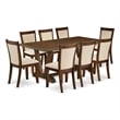 V777MZN32-9- Dinner Table and 8 Light Beige Chairs - Distressed Jacobean Finish