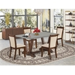 East West Furniture Dining Table and 4 Light Beige Chairs in Distressed Jacobean