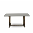 East West Furniture Dining Table and 4 Light Beige Chairs in Distressed Jacobean