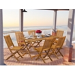 AEDK7CWNA - Patio Table with 6 Folding Patio Chair- Natural Oil Finish