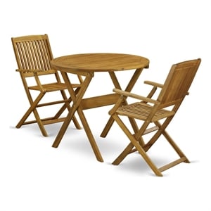 MNCM3CANA - Folding Table and 2 Outdoor Folding Chairs - Natural Oil Finish