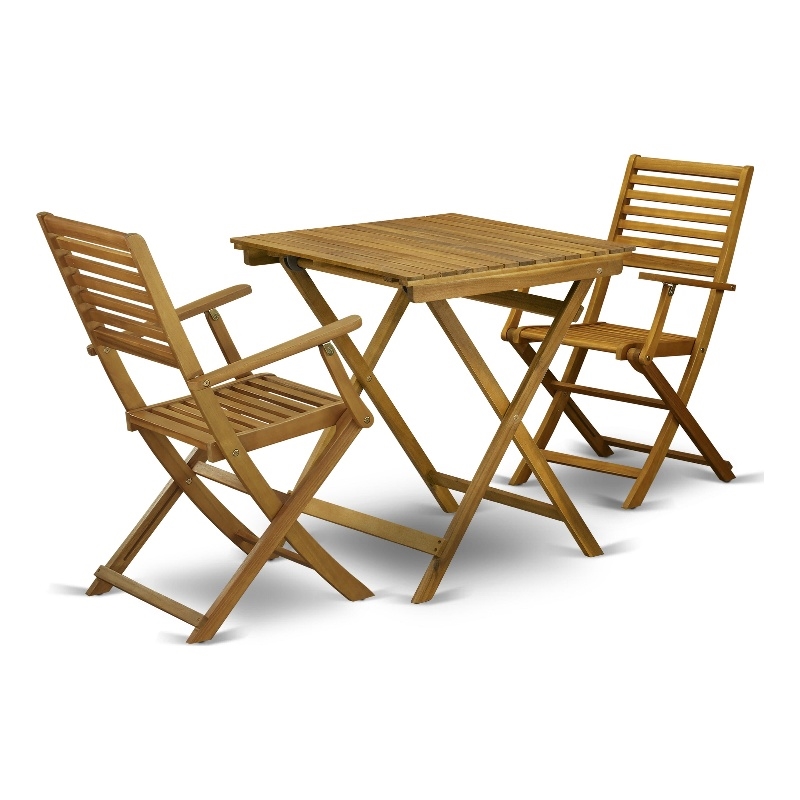 SEBS3CANA - Dining Table and 2 Outdoor Arm Chairs - Natural Oil Finish