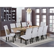 East West Furniture Dining Table and 10 Gray Chair in Distressed Jacobean