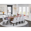 East West Furniture Dining Table and 10 Gray Chair in Antique Walnut