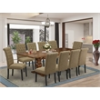 East West Furniture Wood Table and 10 Light Sable Chair in Antique Walnut