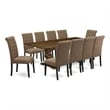 East West Furniture Wood Table and 10 Light Sable Chair in Antique Walnut