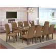 East West Furniture Dining Table and 10 Brown Dining Chair in Antique Walnut