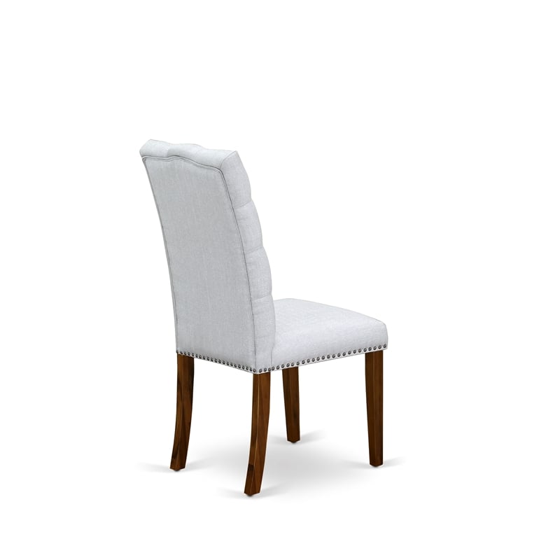 East West Furniture Dining Table and 10 Gray Modern Chair in Antique Walnut