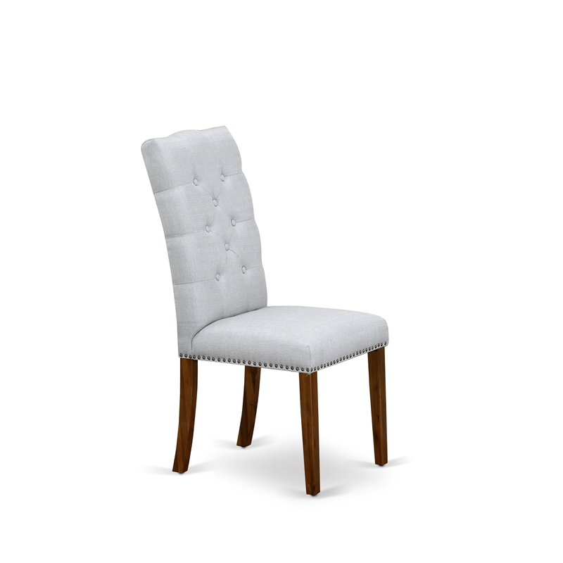 East West Furniture Dining Table and 10 Gray Modern Chair in Antique Walnut