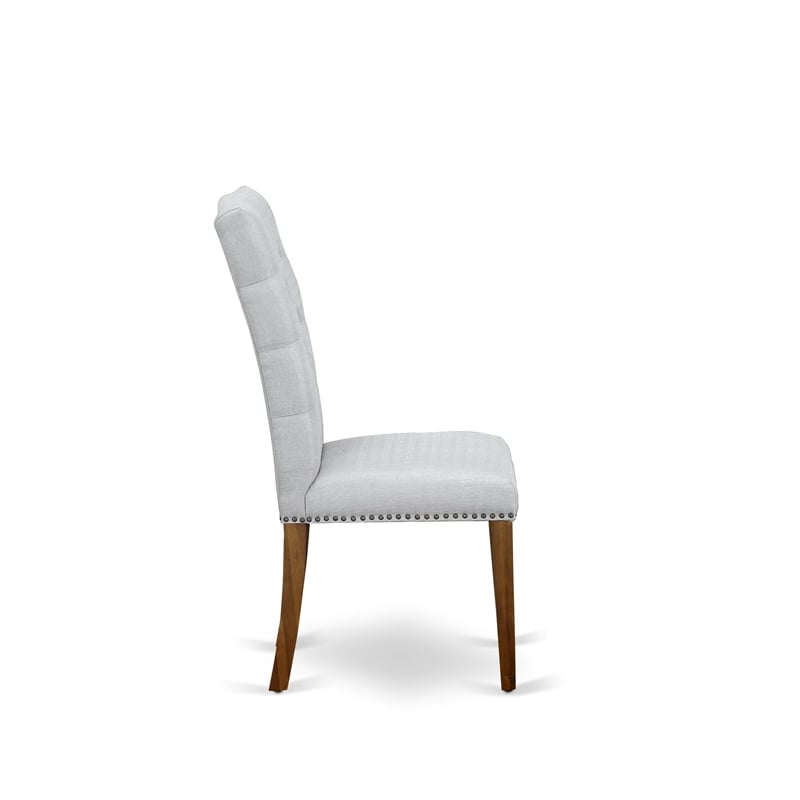 East West Furniture Dining Table and 10 Gray Modern Chair in Antique Walnut