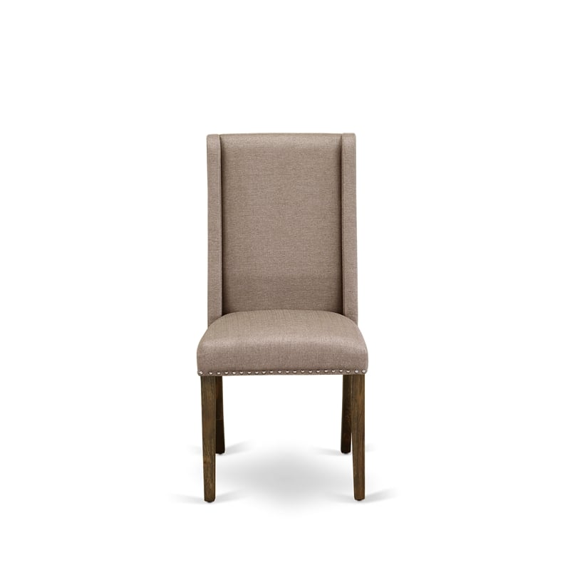 East West Furniture 11-Piece Dining Set in Distressed Jacobean/Dark Khaki