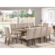East West Furniture 11-Piece Dining Set in Distressed Jacobean/Light Tan