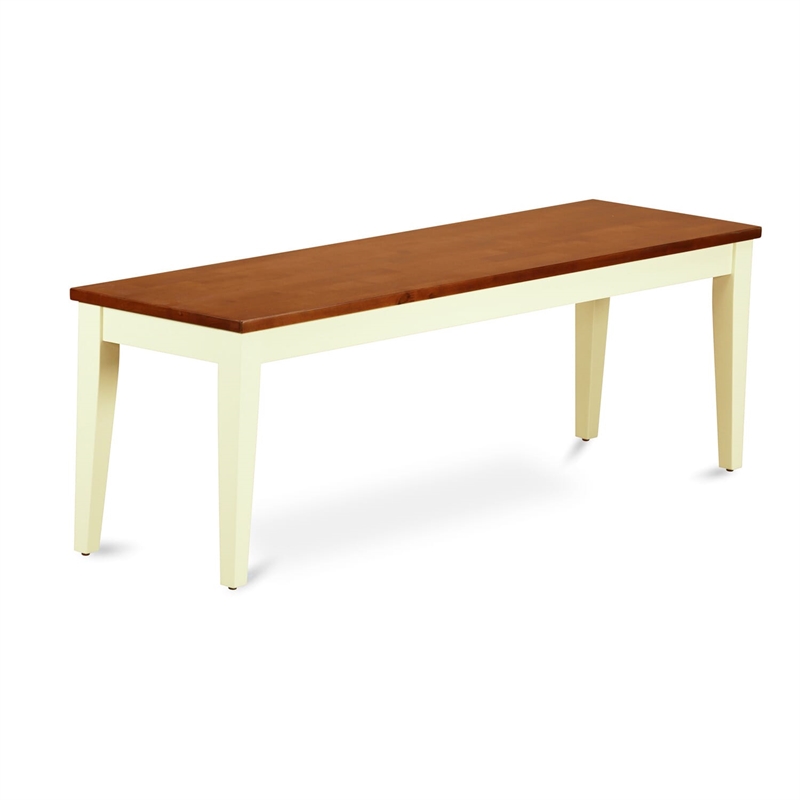 East West Furniture Wood Table and 4 Wood Chair/1 Bench in Buttermilk and Cherry