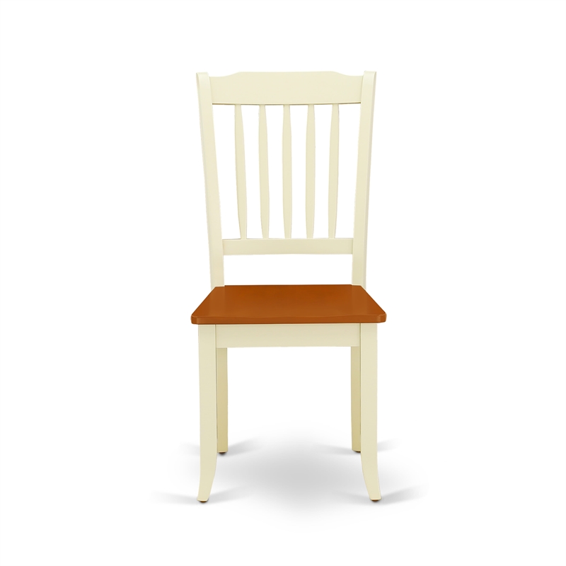 East West Furniture Wood Table and 4 Wood Chair/1 Bench in Buttermilk and Cherry