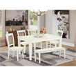East West Furniture Kitchen Table/4 Wood Chair/1 Bench in Linen White