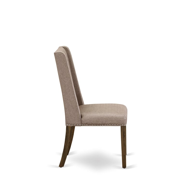 East West Furniture 11-Piece Dining Set in Antique Walnut/Dark Khaki