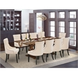 East West Furniture Wooden Table and 10 Light Beige Chair in Antique Walnut