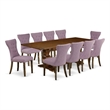 East West Furniture Kitchen Table and 10 Dahlia Dining Chair in Antique Walnut