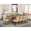 East West Furniture Dining Table and 10 Brown Modern Chair in Antique Walnut