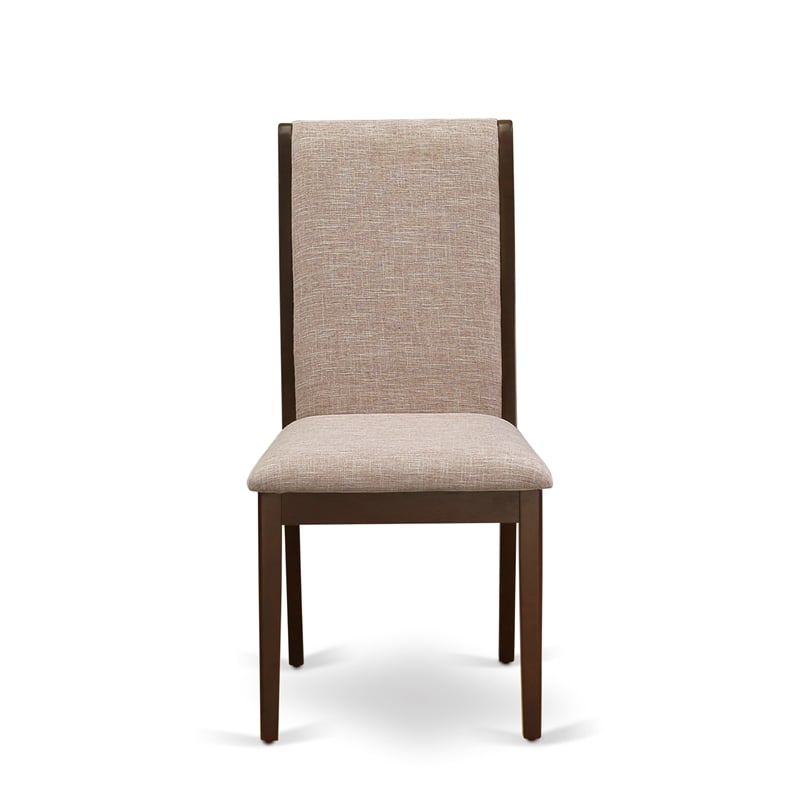 East West Furniture Wood Table and 10 Light Tan Chair in Distressed Jacobean