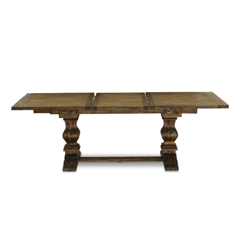 East West Furniture Dining Table and 10 Dark Khaki Chair in Distressed Jacobean