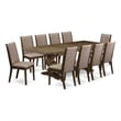 East West Furniture Dining Table and 10 Dark Khaki Chair in Distressed Jacobean