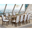 East West Furniture Dinner Table and 10 Gray Dining Chair in Distressed Jacobean