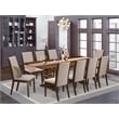 East West Furniture Dinner Table and 10 Light Tan Chair in Antique Walnut