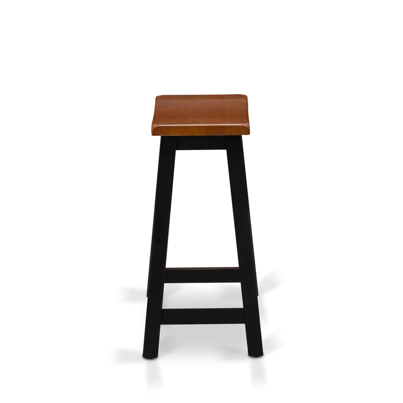 East West Furniture Dining Table 2 Wood Stools with a Bench in Black/Cherry