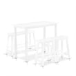East West Furniture Table/2 Stools/1 Bench in Wire Brushed Bright White