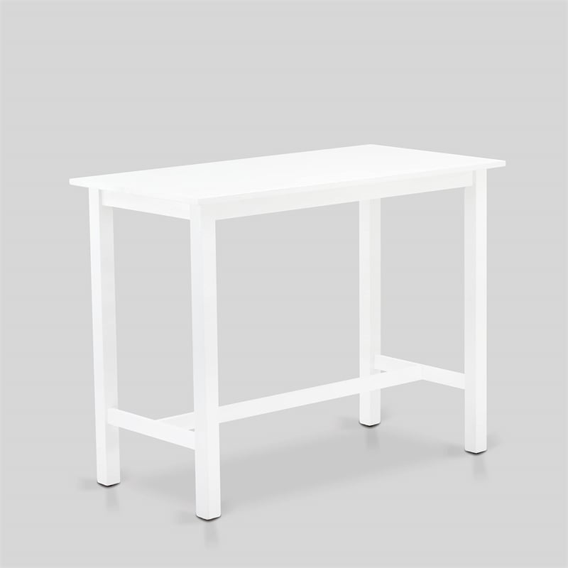 East West Furniture Table/2 Stools/1 Bench in Wire Brushed Bright White