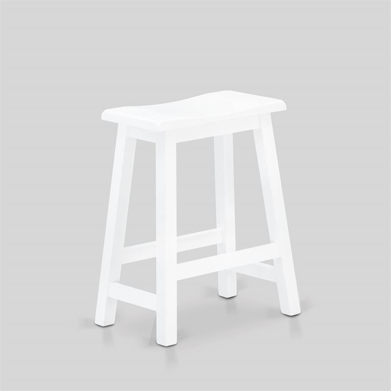 East West Furniture Table/2 Stools/1 Bench in Wire Brushed Bright White