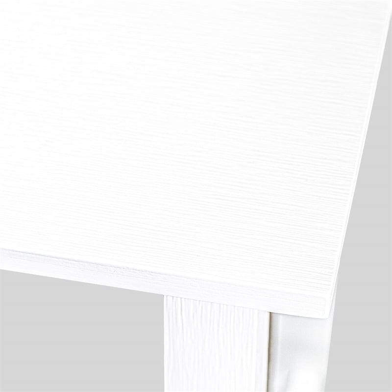 East West Furniture Table/2 Stools/1 Bench in Wire Brushed Bright White